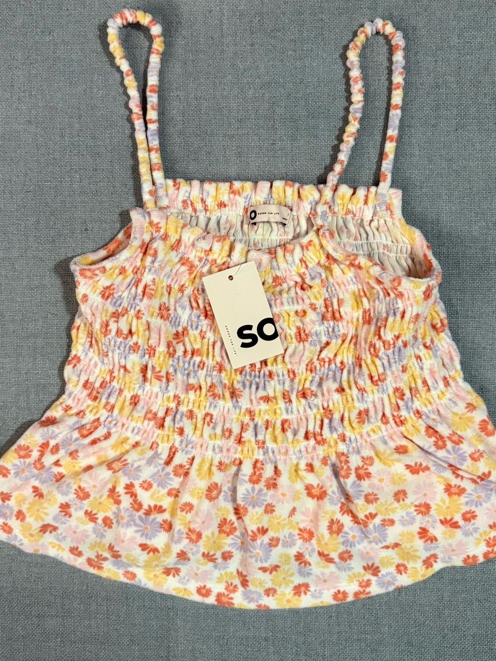 SO Junior Floral Smocked Tank Top - Yellow & Orange